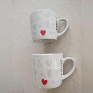 Starbucks ❣️Red Heart White Mugs ~ SeT of 2 ☕☕